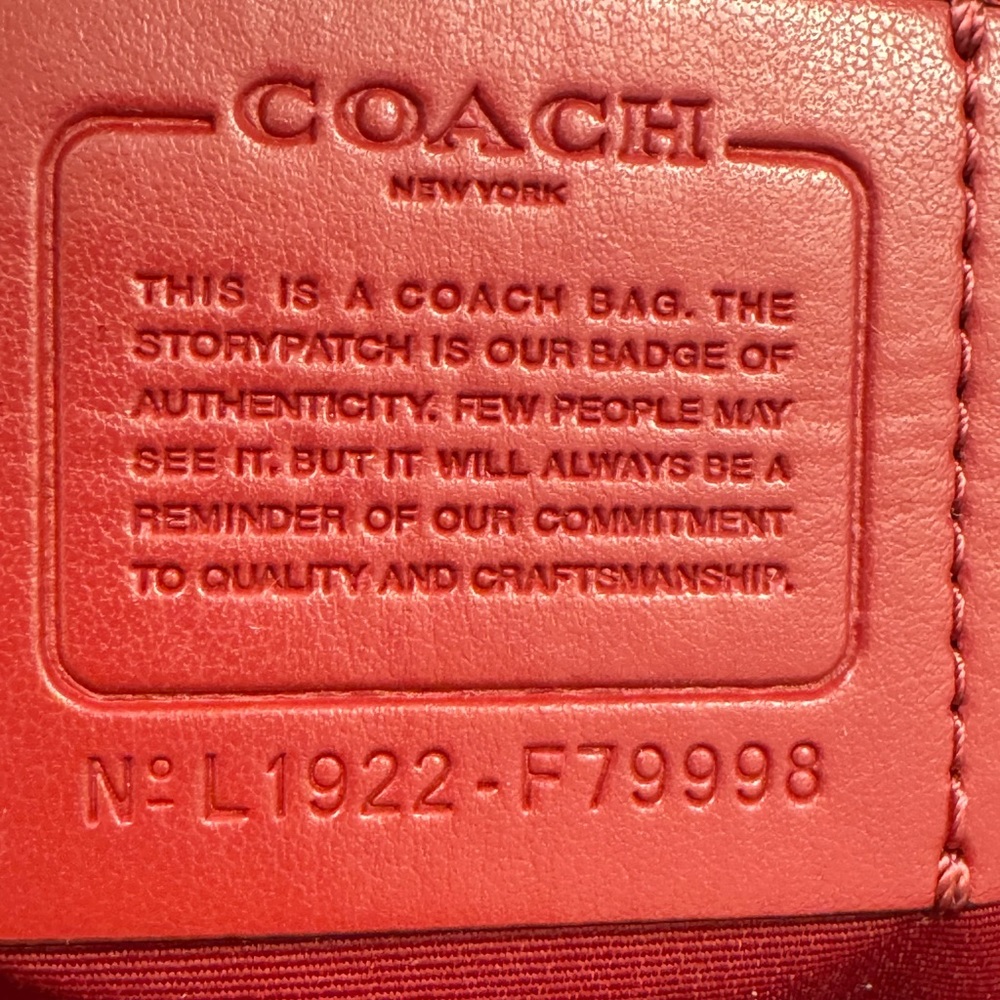 Coach Prairie Satchel Brown Signature Tote with Red Handles Crossbody *READ* - Picture 8 of 11